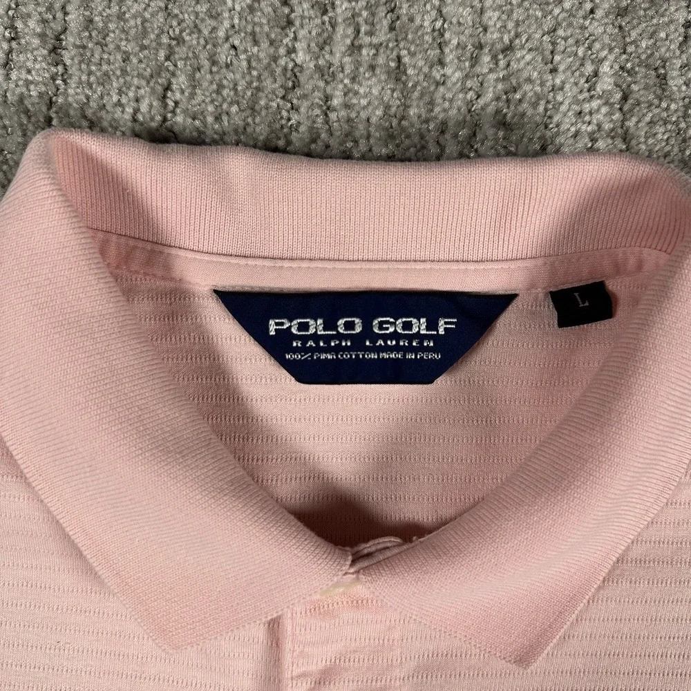 Vintage Polo Ralph Lauren Shirt‎ Mens Large Golf Pink Pima Cotton Pony Collar